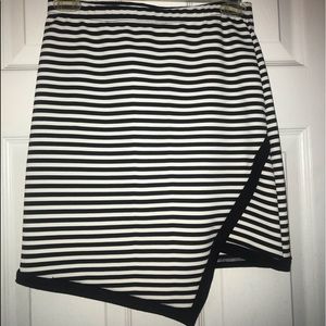 Black And White Asymmetrical Mini Skirt